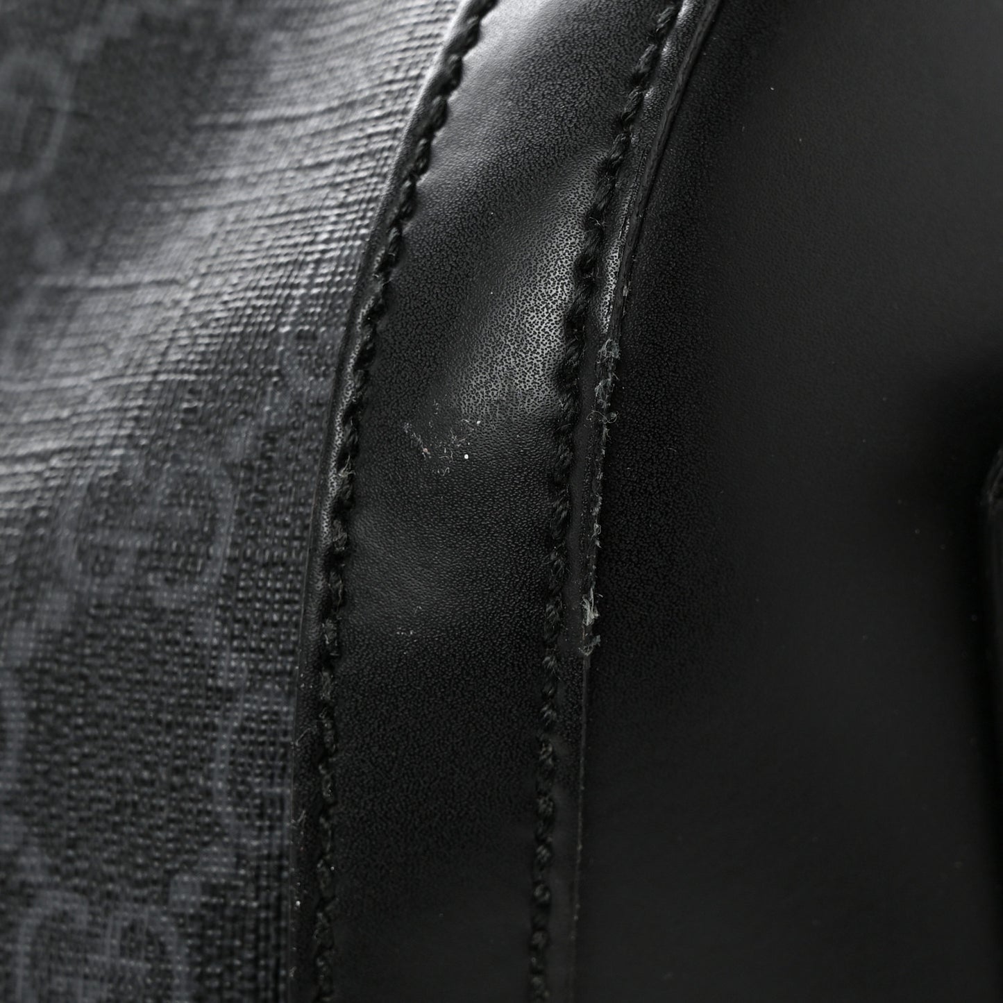 Soft GG Supreme Monogram Appia Calfskin Web Large Carry On Duffle Bag Black Grey