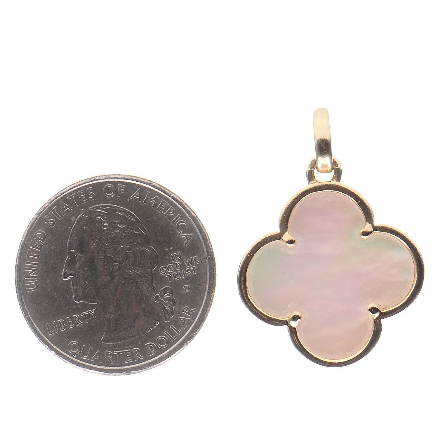 Van Cleef & Arpels 18K Yellow Gold Mother of Pearl Alhambra Charm 2 of 3
