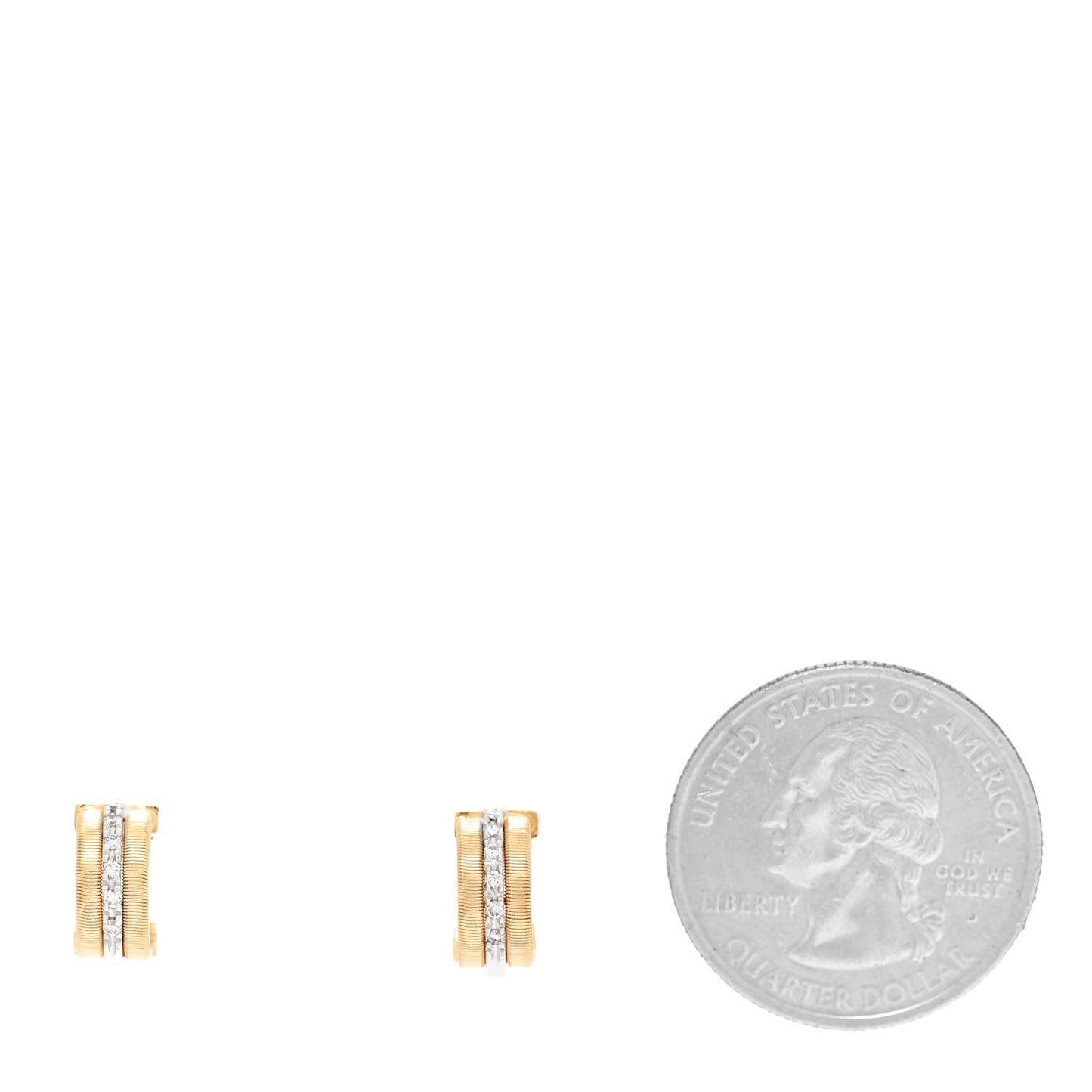 18K Yellow White Gold Diamond Masai Coil Hoop Earrings