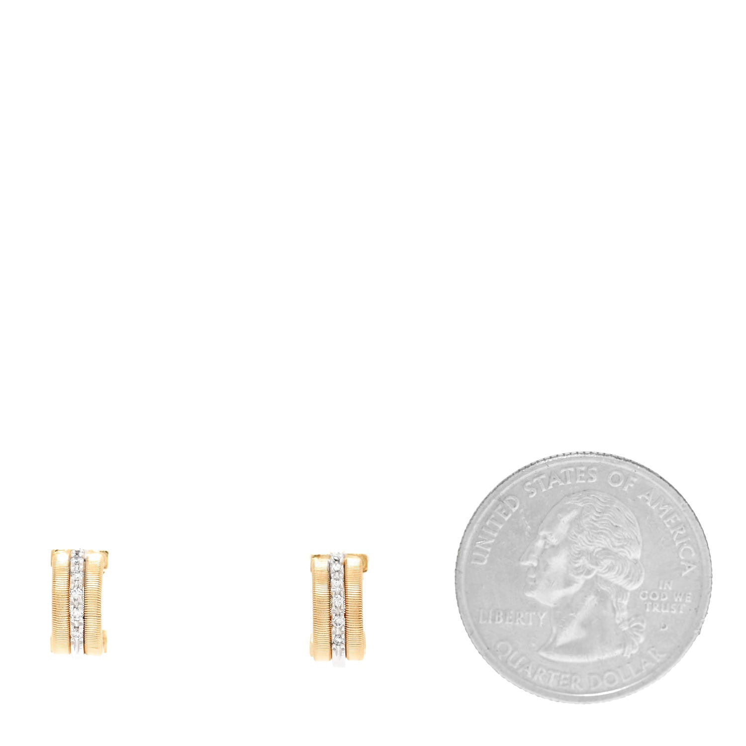 Marco Bicego 18K Yellow White Gold Diamond Masai Coil Hoop Earrings 2 of 6
