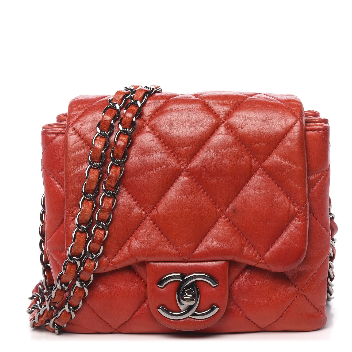 Chanel Lambskin Quilted Mini Chanel 3 Flap Red 1 of 14