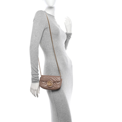 Gucci Calfskin Matelasse Super Mini GG Marmont Shoulder Bag Porcelain Rose 2 of 14