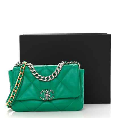Chanel Lambskin Quilted Medium Chanel 19 Flap Green 13 of 13