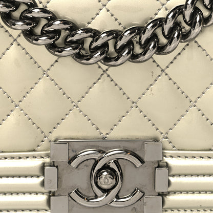 Chanel Metallic Patent Calfskin Quilted Small Boy Flap Silver 13 of 14