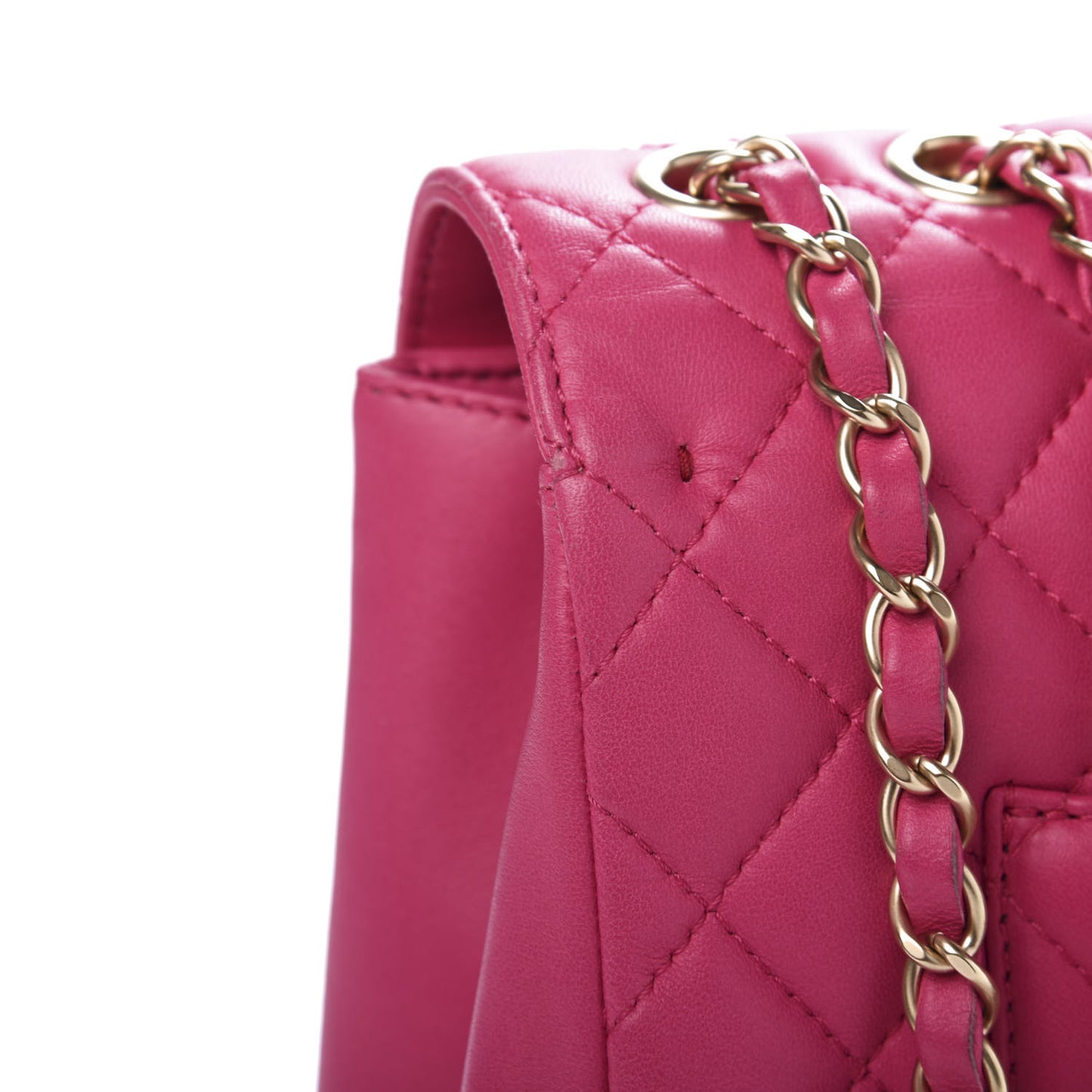 Lambskin Quilted Jumbo Mademoiselle Chic Flap Fuchsia