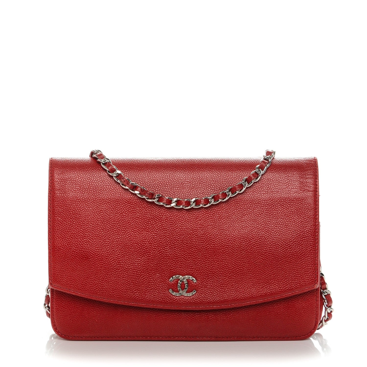 Chanel Caviar Sevruga Wallet On Chain WOC Red 1 of 9