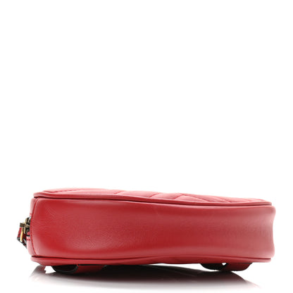 Gucci Calfskin Matelasse GG Marmont Belt Bag 85 34 Hibiscus Red 4 of 12