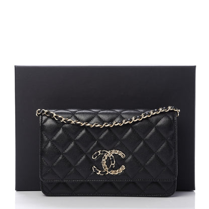 Chanel Caviar Quilted French New Wave Chain CC Wallet On Chain WOC Black 12 of 12
