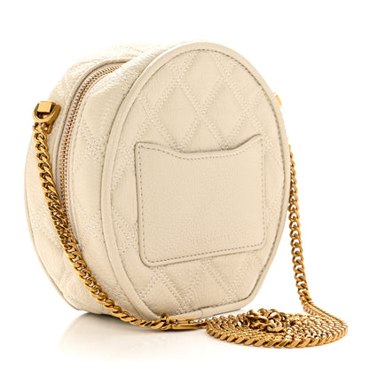 Marc Jacobs Grained Calfskin Quilted The Status Round Crossbody Oatmilk 3 of 12