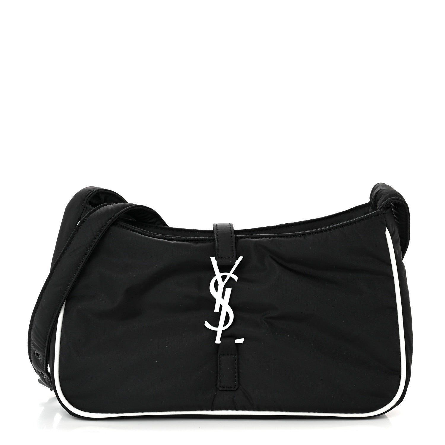 Saint Laurent Econyl Nylon Le 5 A 7 Hobo Black White 1 of 10