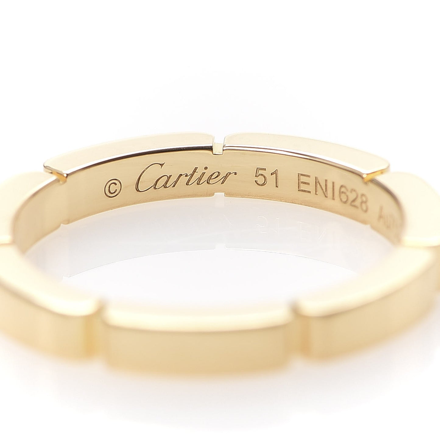 18K Yellow Gold Diamond Maillon Panthere Wedding Band Ring 51 5.75