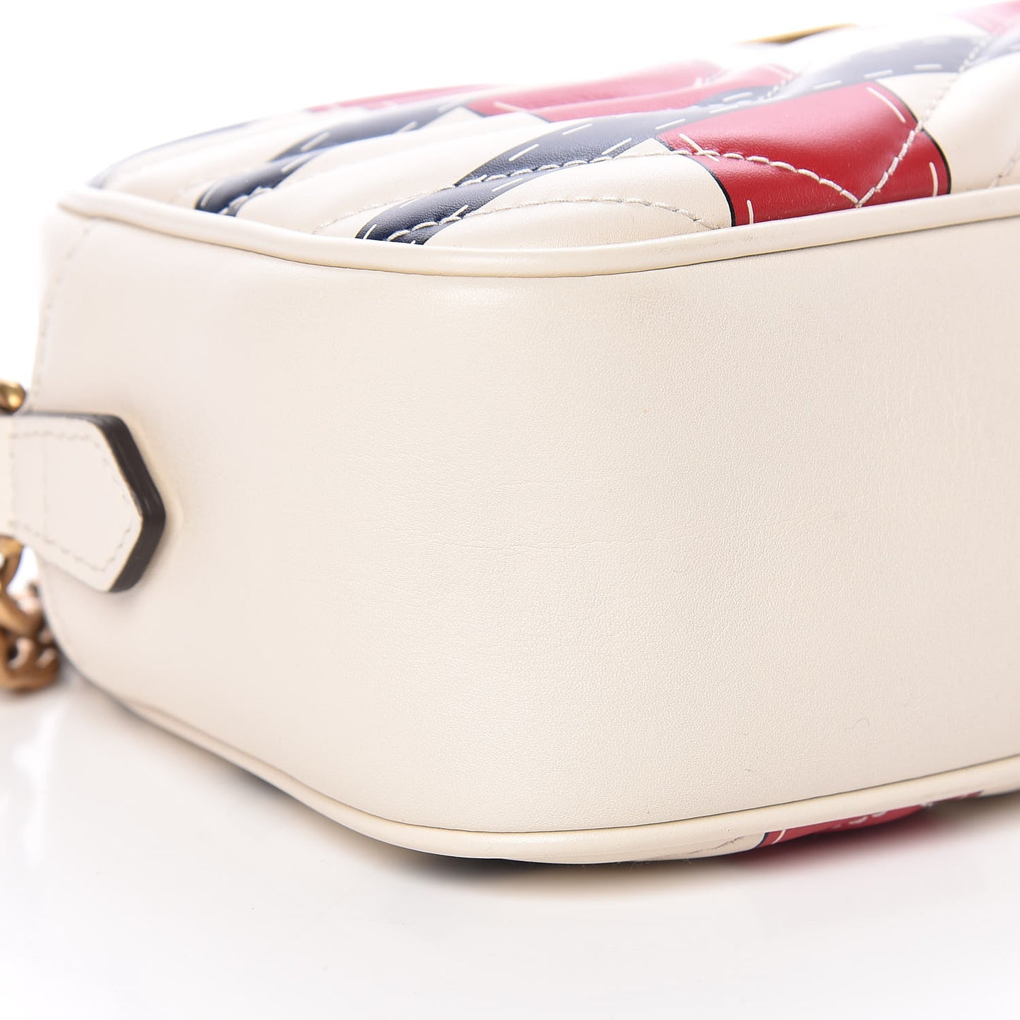 Calfskin Matelasse Trompe L'Oeil Print Small GG Marmont Chain Shoulder Bag White