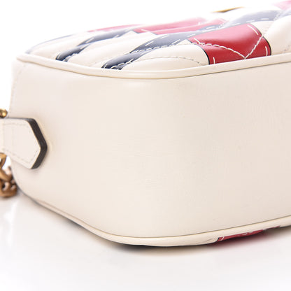Gucci Calfskin Matelasse Trompe L'Oeil Print Small GG Marmont Chain Shoulder Bag White 8 of 9