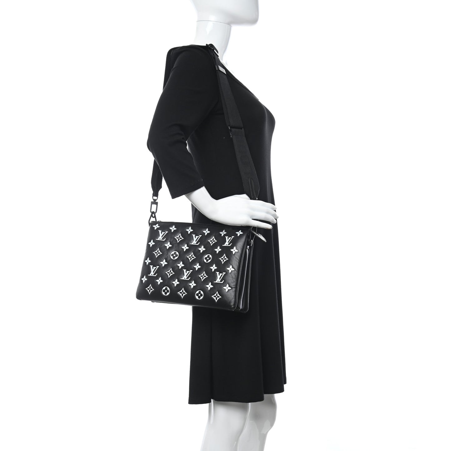 Lambskin Embossed Monogram Coussin PM Black White