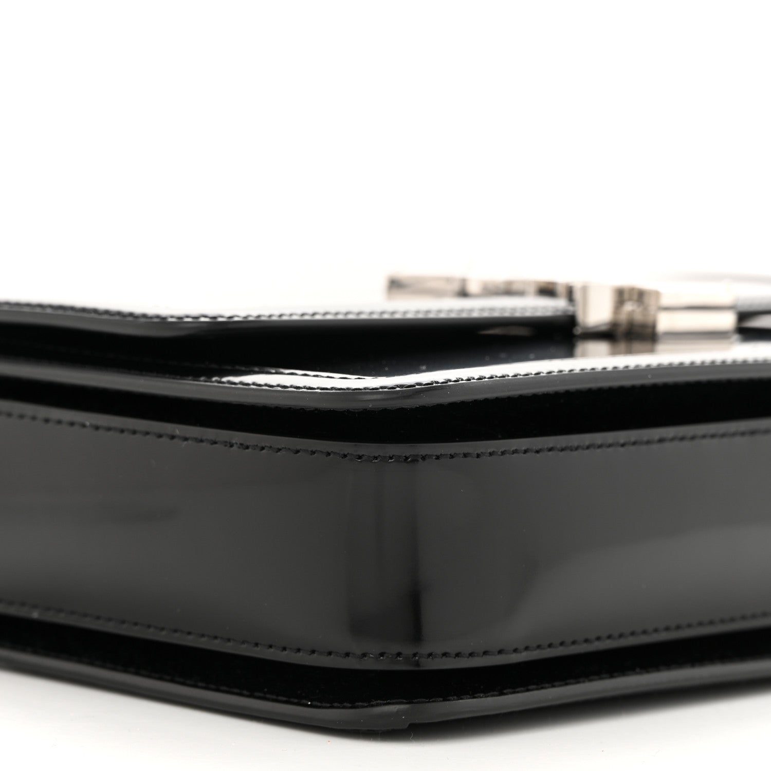 Saint Laurent Glazed Calfskin Monogram Medium Solferino Satchel Black 8 of 10