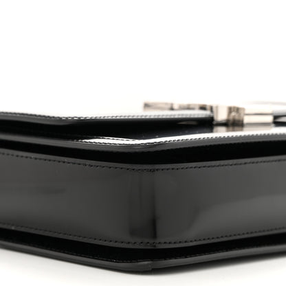 Saint Laurent Glazed Calfskin Monogram Medium Solferino Satchel Black 8 of 10