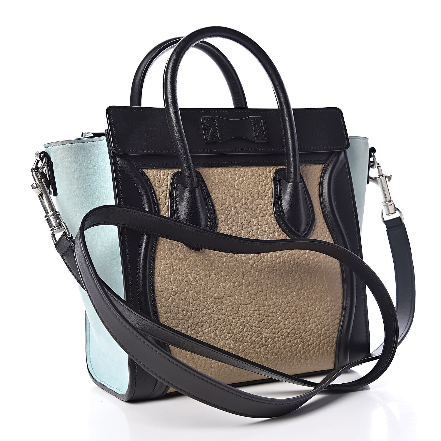 Celine Drummed Calfskin Nano Tri-Color Luggage Antarctic 3 of 11