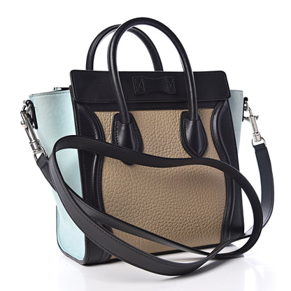 Celine Drummed Calfskin Nano Tri-Color Luggage Antarctic 3 of 11