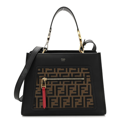 Fendi Vitello Century F is Fendi FF 1974 Embossed Small Runaway Satchel Black Maya 1 of 12