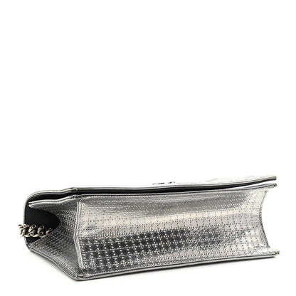 Christian Dior Metallic Patent Micro-Cannage Medium Diorama Flap Bag Silver 4 of 9