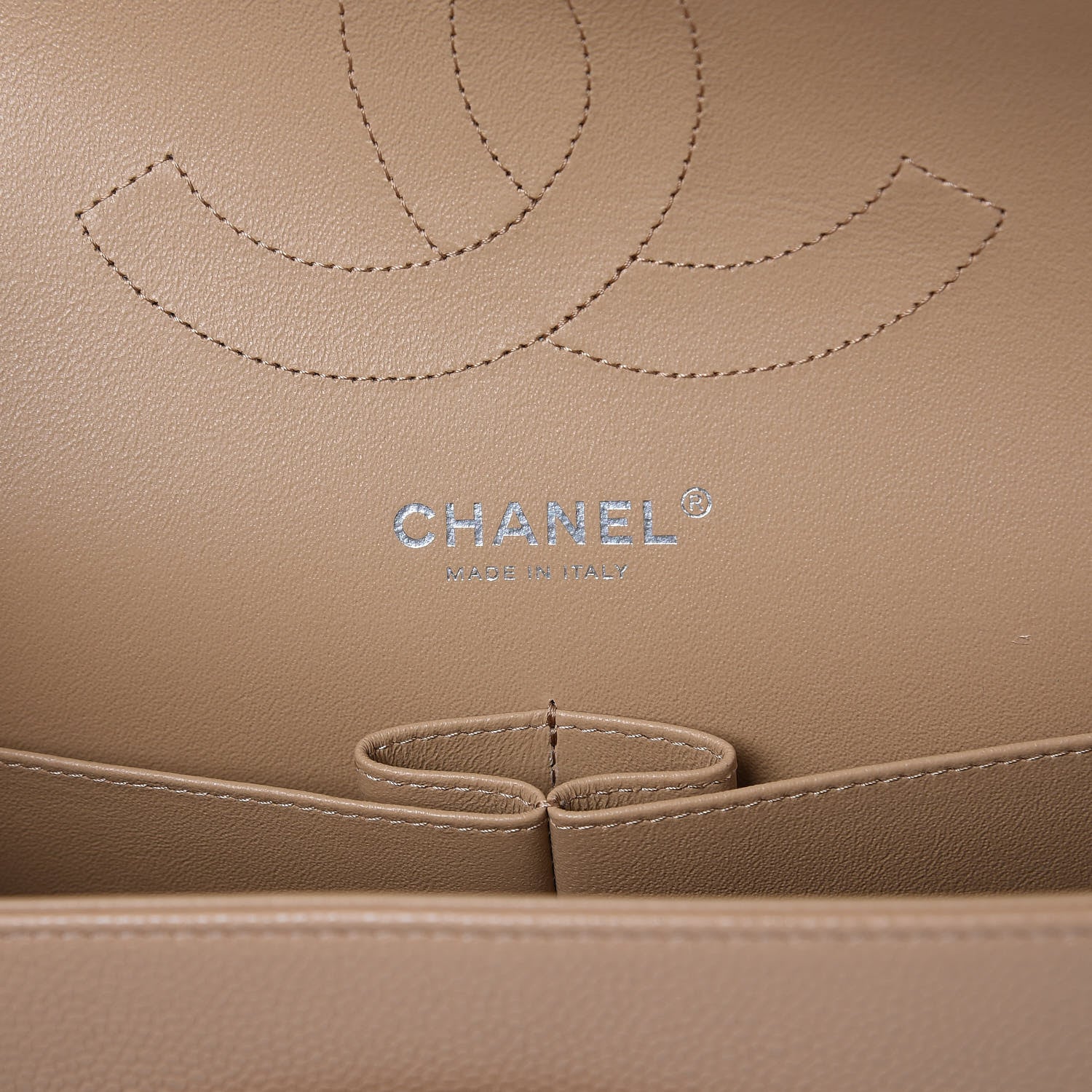 Chanel Caviar Chevron Quilted Jumbo Double Flap Beige 8 of 9