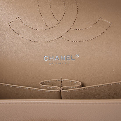 Chanel Caviar Chevron Quilted Jumbo Double Flap Beige 8 of 9
