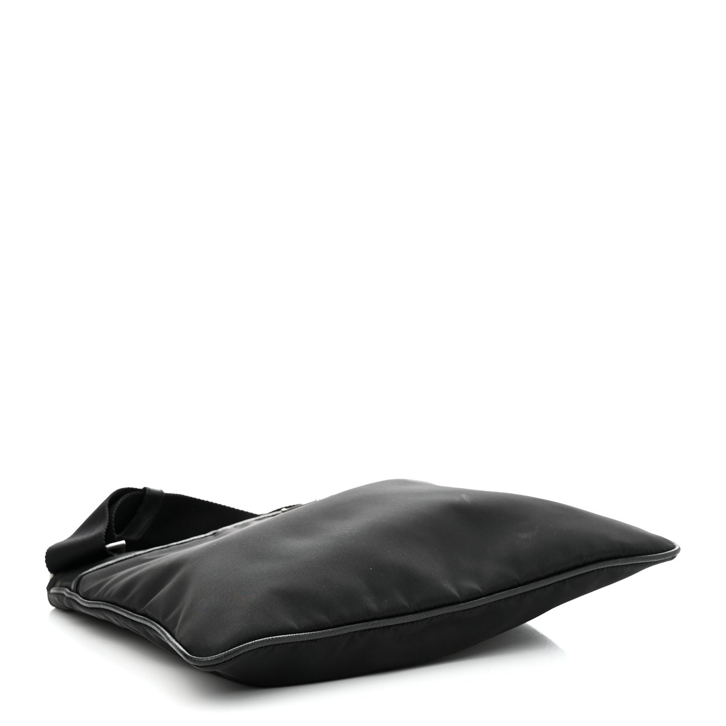 Tessuto Nylon Saffiano Flat Messenger Bag Black