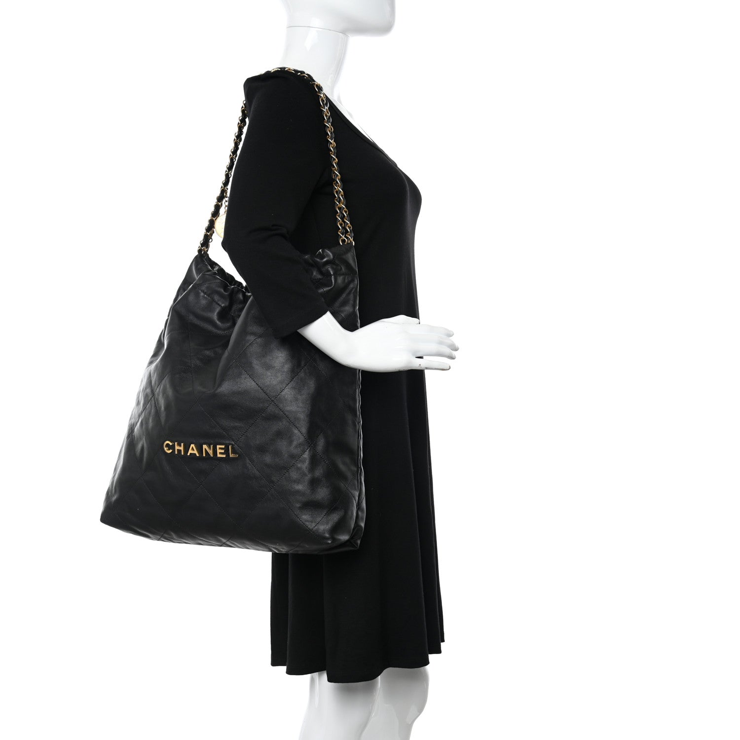 Chanel leather tote black 2 of 14