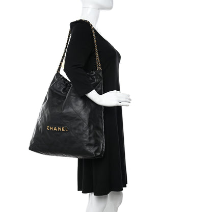 Chanel leather tote black 2 of 14