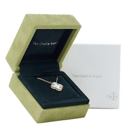 Van Cleef & Arpels 18K Rose Gold Gray Mother of Pearl Vintage Alhambra Pendant Necklace 5 of 5