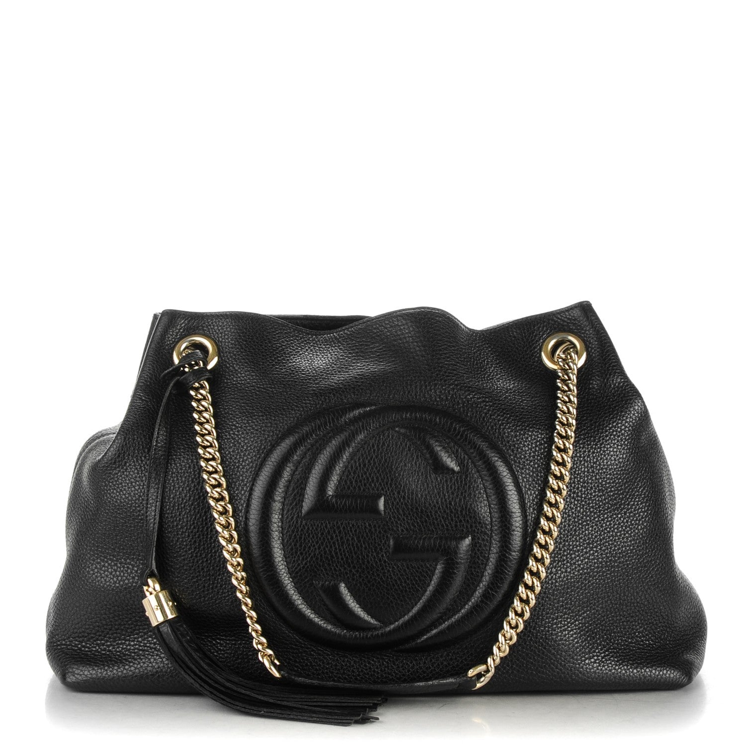 Gucci Pebbled Calfskin Medium Soho Chain Shoulder Bag Black 1 of 8