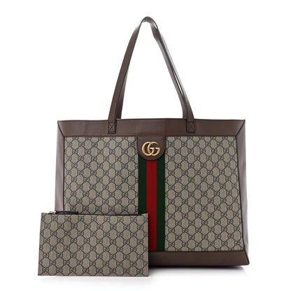 Gucci GG Supreme Monogram Web Ophidia Tote Brown 3 of 15