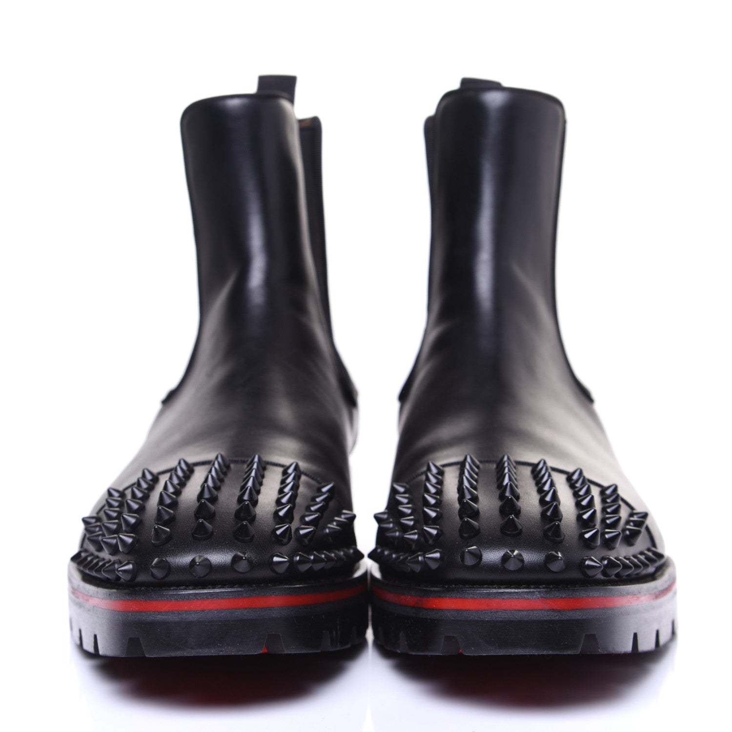 Christian Louboutin Calfskin Mens Melon Spikes Flat Chelsea Boots 43.5 Black 6 of 13