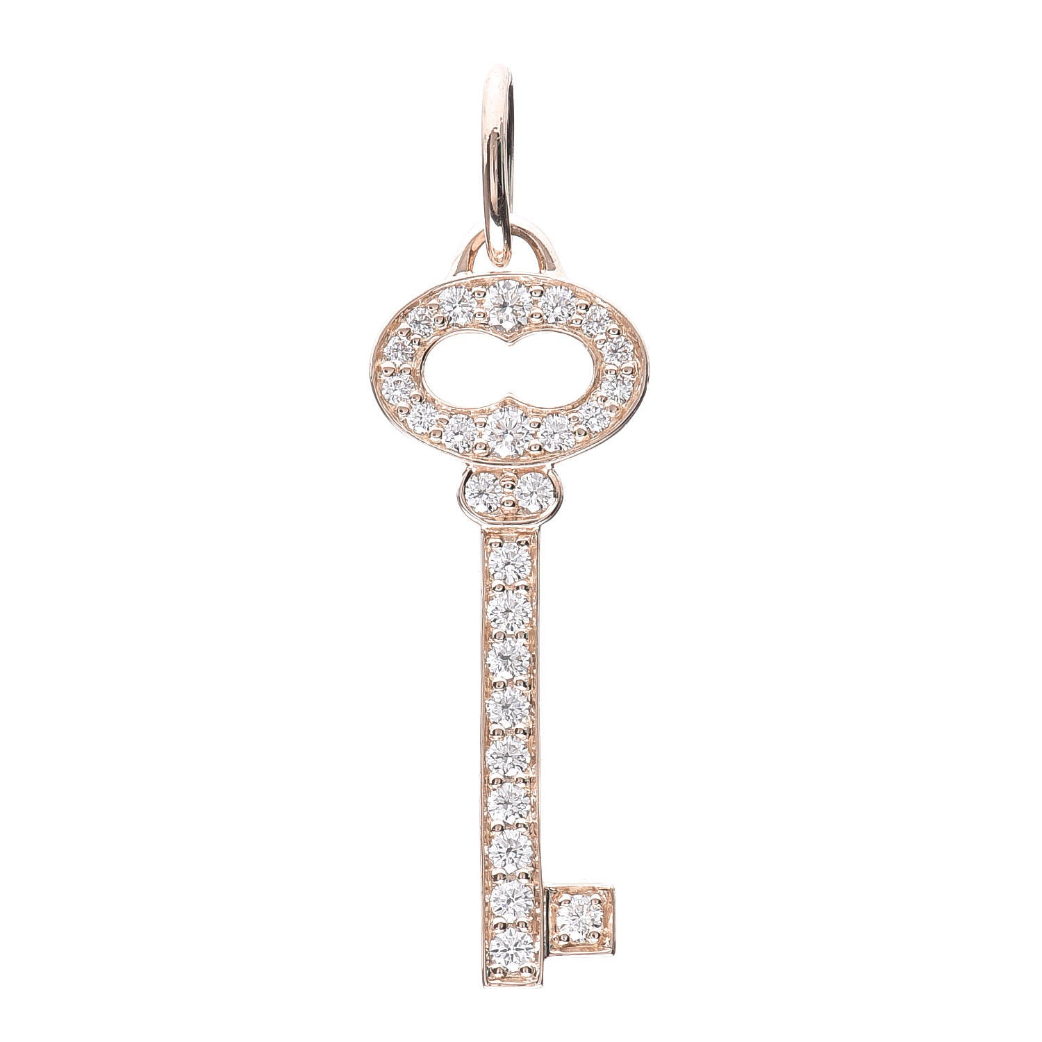 Tiffany 18K Rose Gold Diamond Mini Vintage Oval Key Pendant 1 of 4
