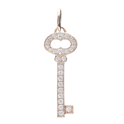 Tiffany 18K Rose Gold Diamond Mini Vintage Oval Key Pendant 1 of 4
