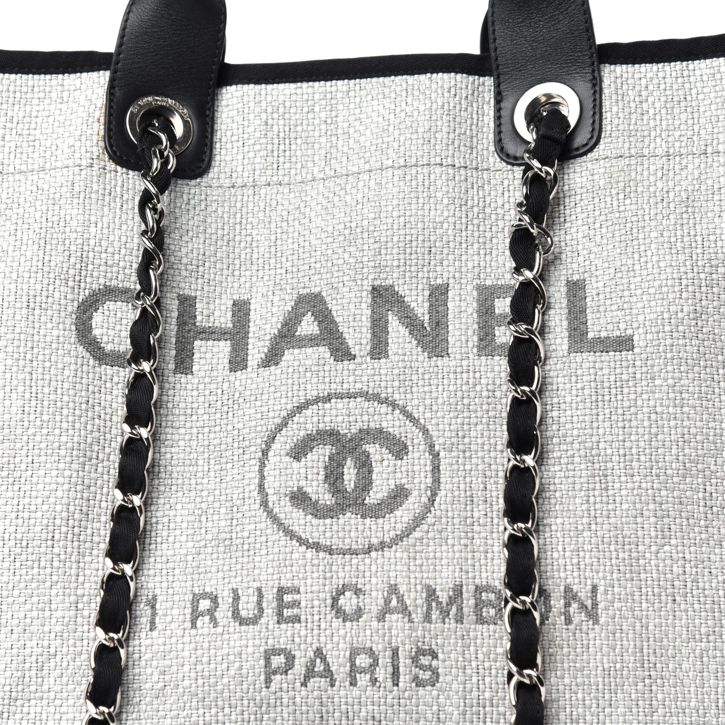 Woven Straw Raffia Medium Deauville Tote Grey