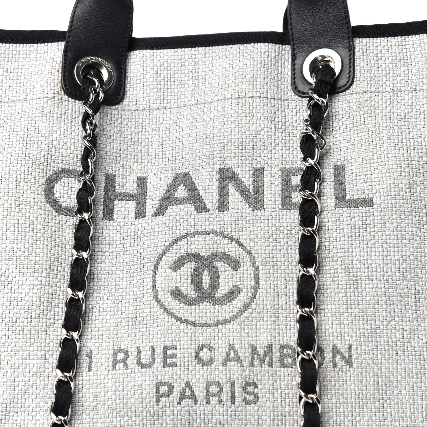 Chanel Woven Straw Raffia Medium Deauville Tote Grey 10 of 10