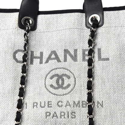 Chanel Woven Straw Raffia Medium Deauville Tote Grey 10 of 10