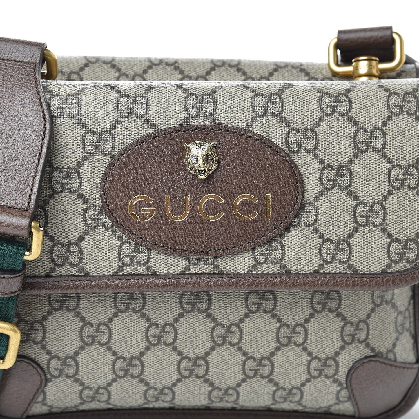 GG Supreme Monogram Web Small Neo Vintage Double Flap Messenger Bag Beige New Acero