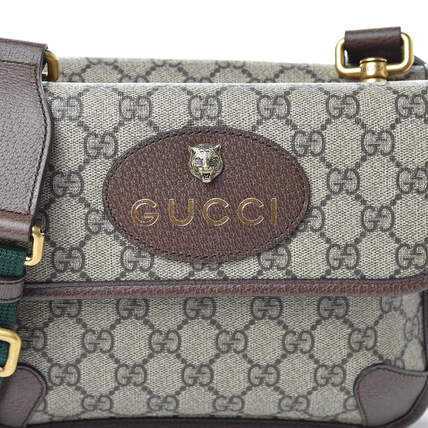 Gucci GG Supreme Monogram Web Small Neo Vintage Double Flap Messenger Bag Beige New Acero 10 of 12