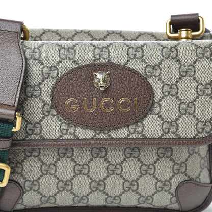 Gucci GG Supreme Monogram Web Small Neo Vintage Double Flap Messenger Bag Beige New Acero 10 of 12