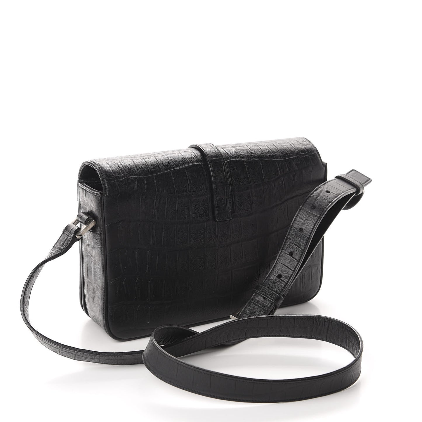 Calfskin Crocodile Embossed Medium Monogram Universite Bag Black