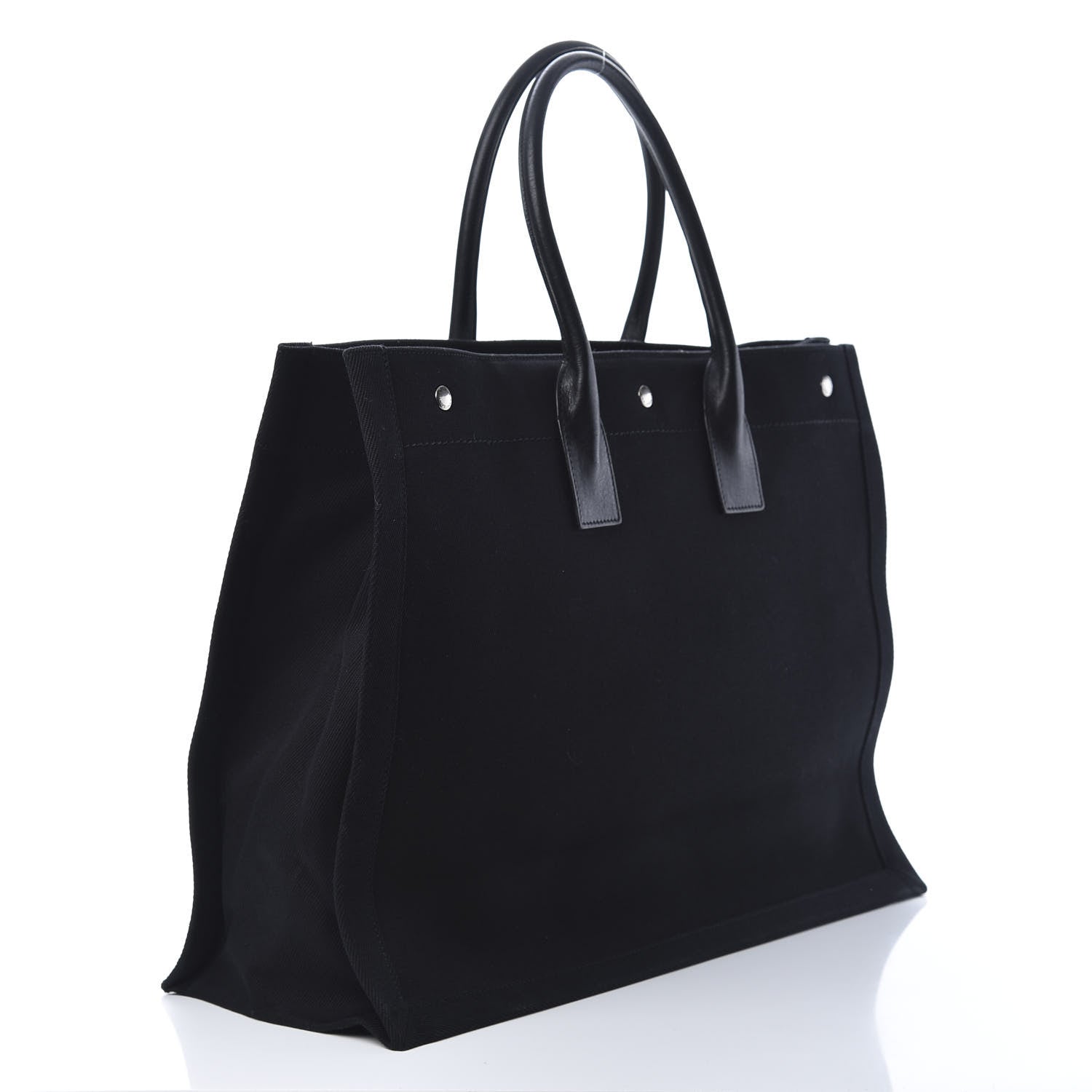 Saint Laurent Linen Calfskin Rive Gauche Tote Black 3 of 10