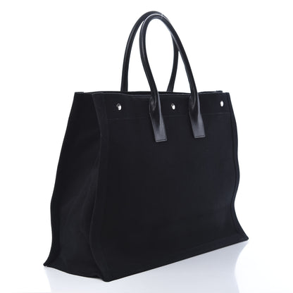 Saint Laurent Linen Calfskin Rive Gauche Tote Black 3 of 10