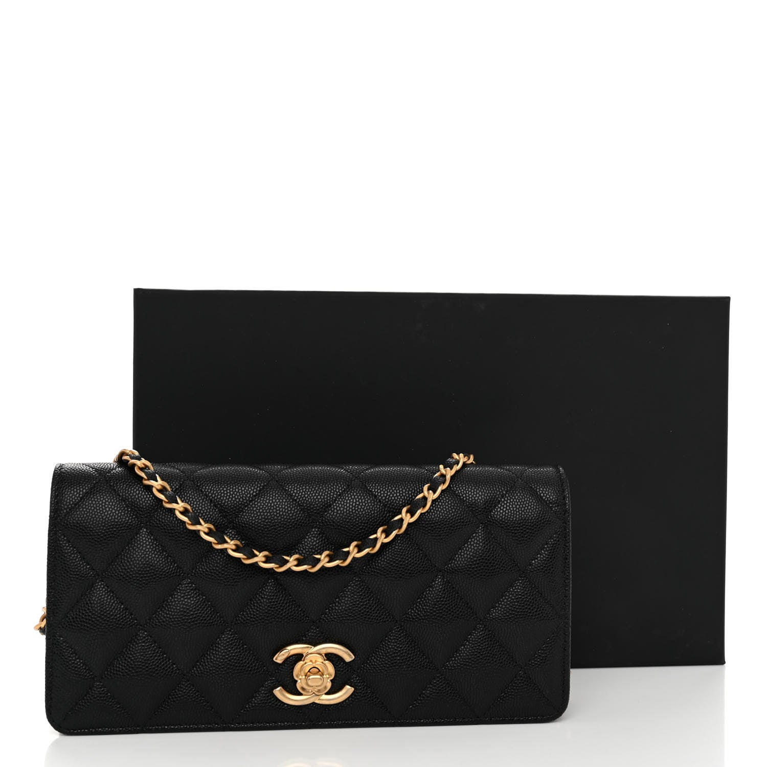 Chanel Caviar Quilted Camellia Clutch With Chain Black 12 of 12
