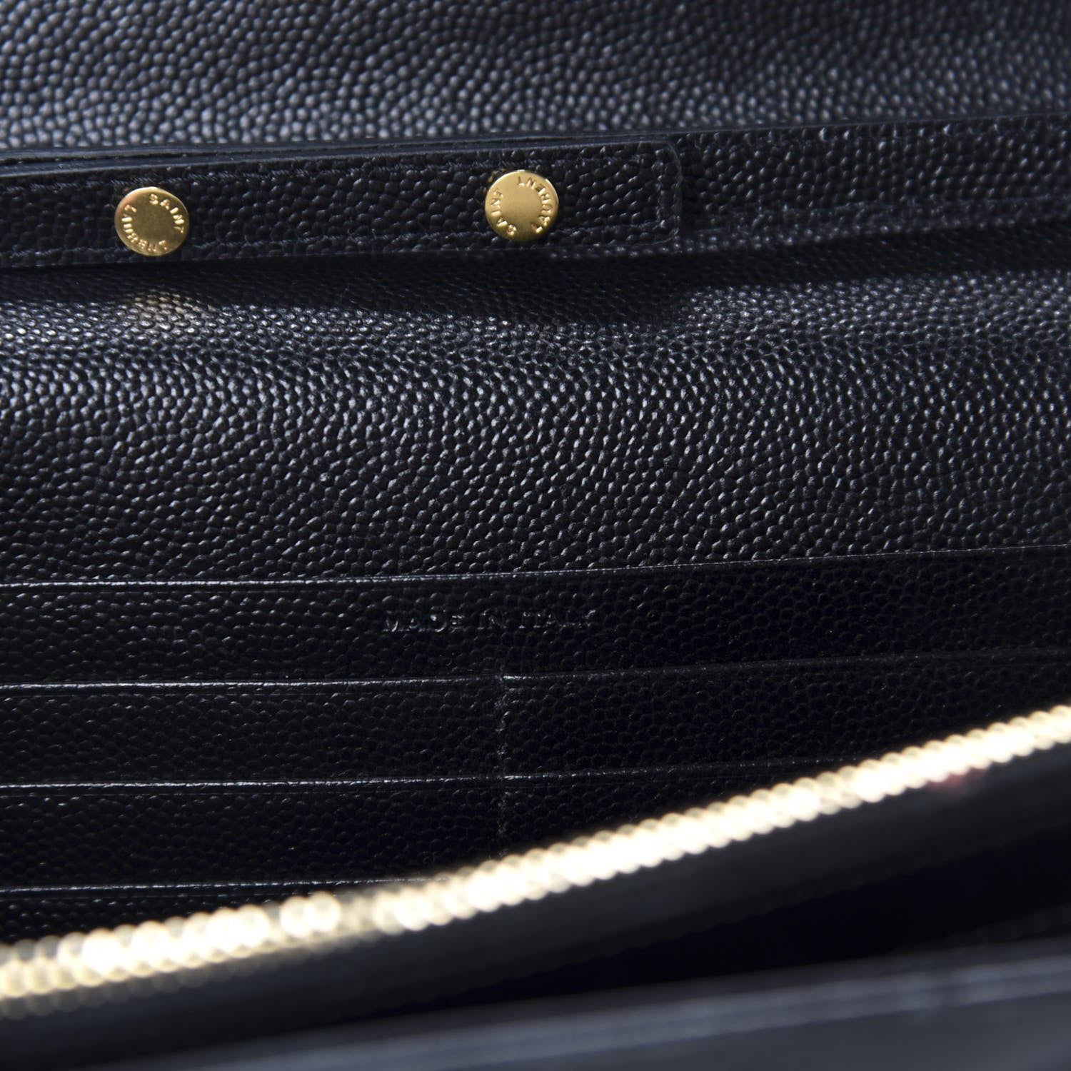 Saint Laurent Grain De Poudre Matelasse Chevron Monogram Chain Wallet Black 9 of 12