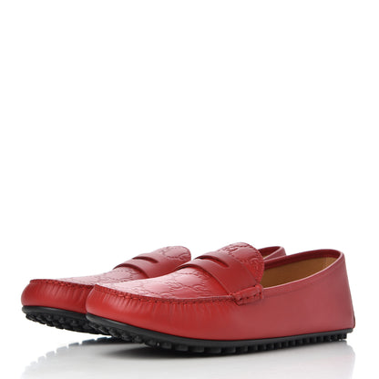 Gucci Guccissima Calfskin Mens Driver Loafers 9.5 Red 3 of 13