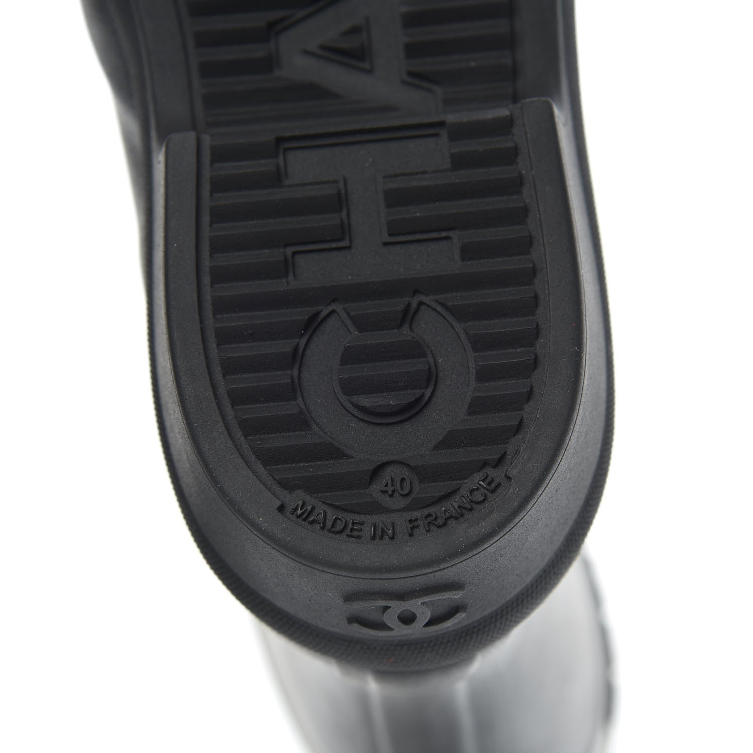 Chanel Rubber Logo Short Rain Boots 40 Black White 6 of 8