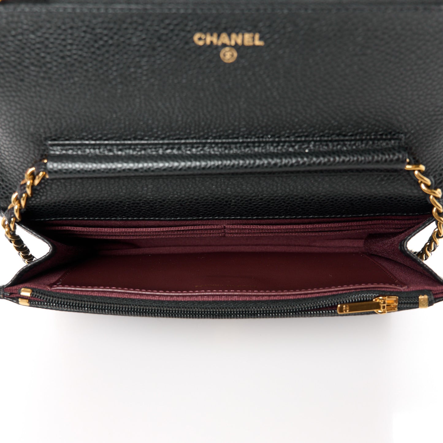Caviar Quilted Wallet on Chain WOC Black