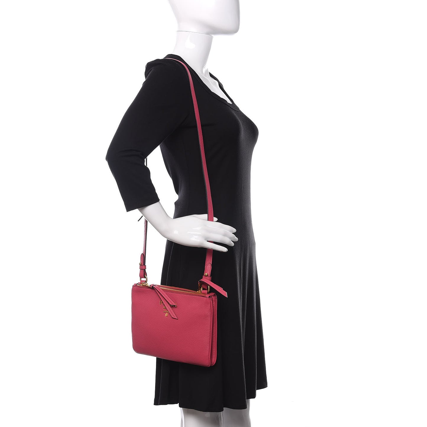 Vitello Phenix Double Zip Crossbody Bag Peonia